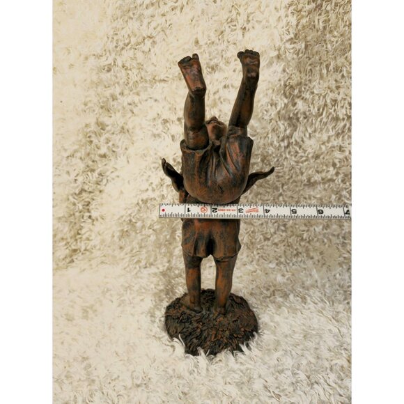 Bronze-Tone Resin Statue Of Children Playing 10.5" Tall Sculpture Rustic Home De - Picture 11 of 15